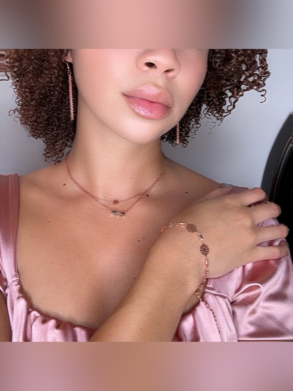 Rose Gold Women’s Necklace and Bracelet Set